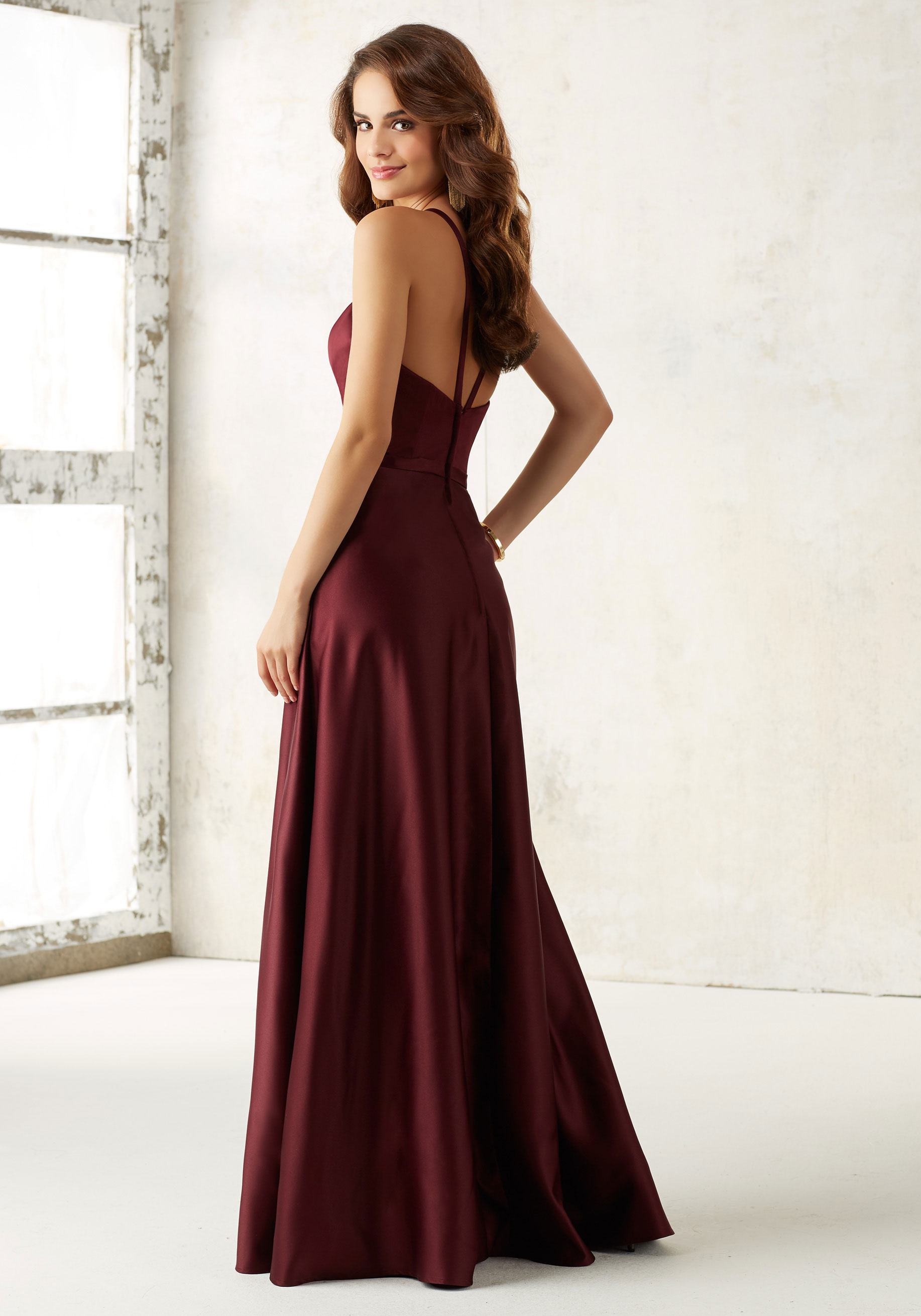 Mori Lee Style No. 21517 sleek satin bridesmaid dress